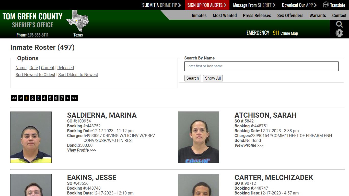 Inmate Roster - Current Inmates Booking Date Descending - Tom Green ...