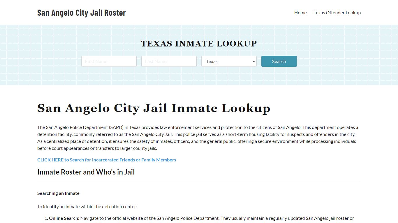 San Angelo Police Department & City Jail, TX Inmate Roster, Arrests ...